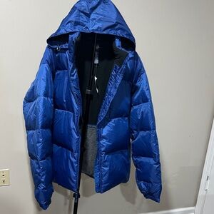 GAP Men's Vibrant Blue Hooded Puffer Jacket